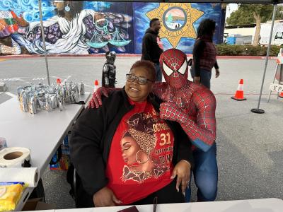 Records Supervisor Vickie Porter with Spiderman