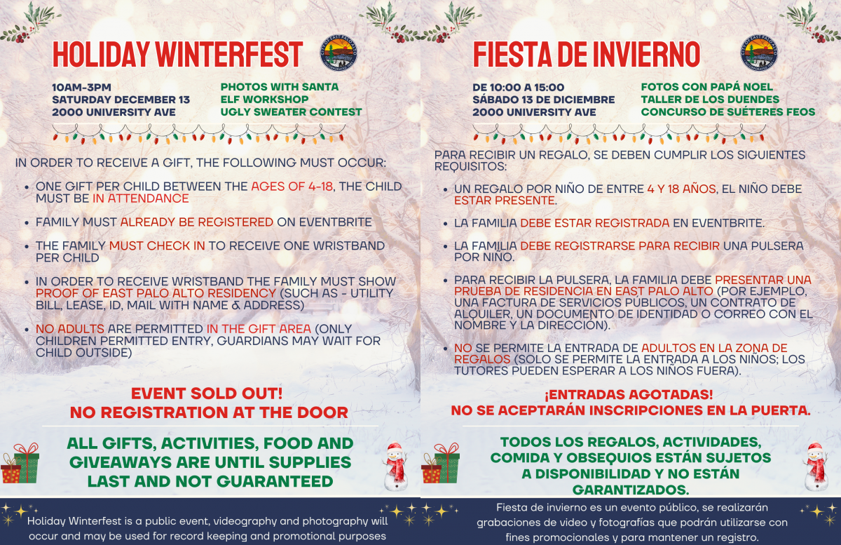 Holiday Winterfest - Sold Out & Day of Information Holiday Winterfest - Sold Out & Day of Information