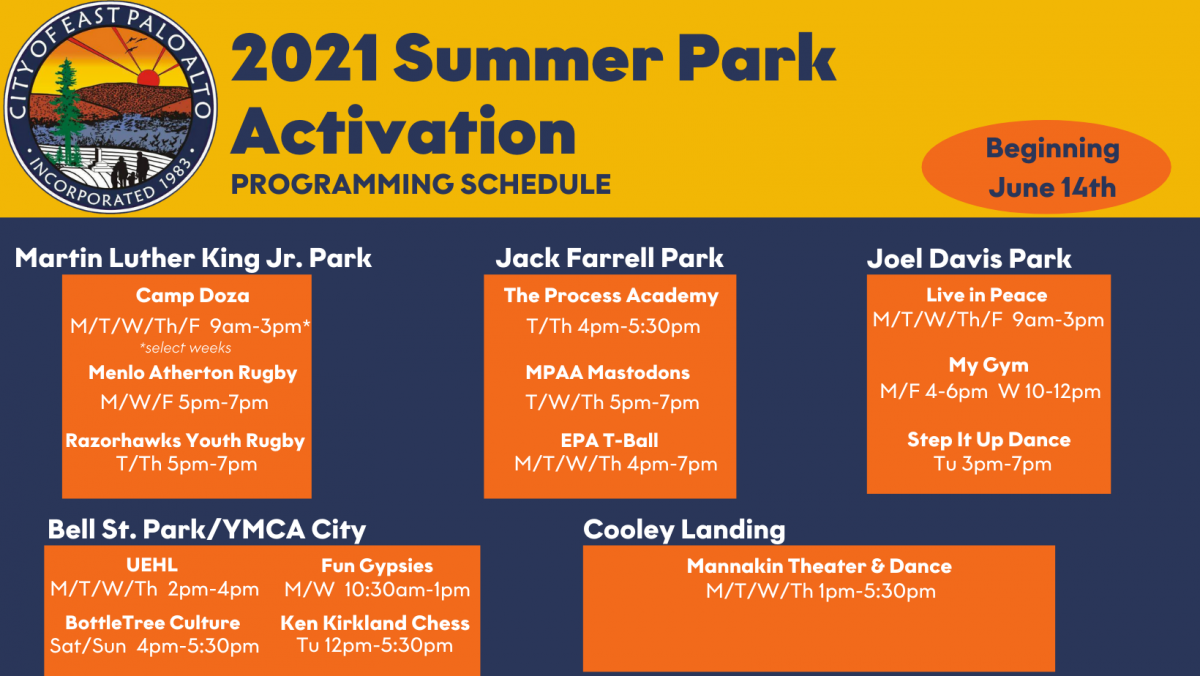 2021 Summer Programming Schedule