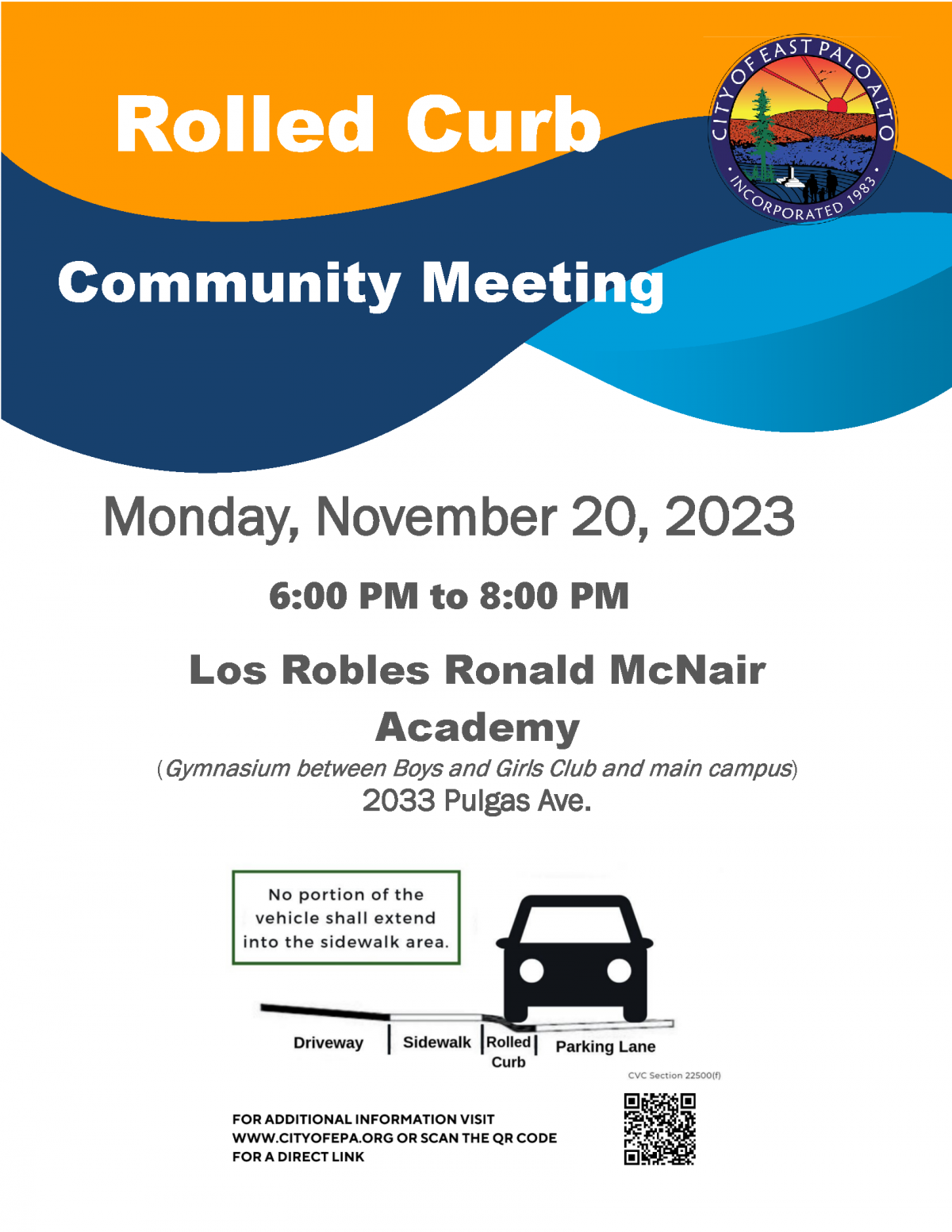 Rolled curb meeting flyer