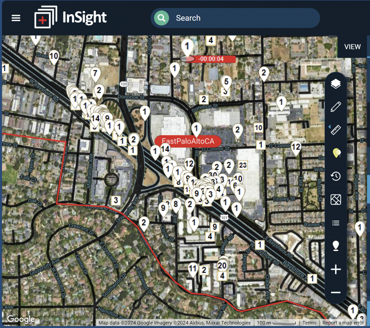 Shotspotter image of not gunfire October 25-26, 2024